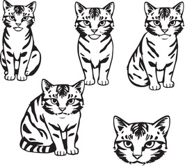  Cartoon Cat Icons with Communication Elements