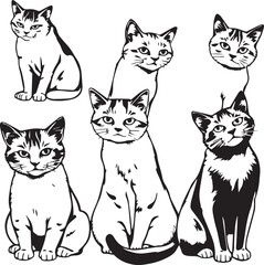  Cartoon Cat Icons with Communication Elements