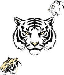  Tiger Head Outline Vector Set