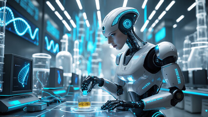 The robot working on lab