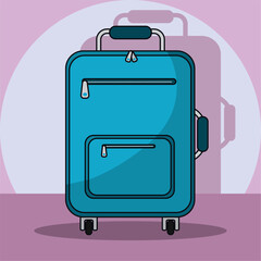 Colored wheeled suitcase. Vector