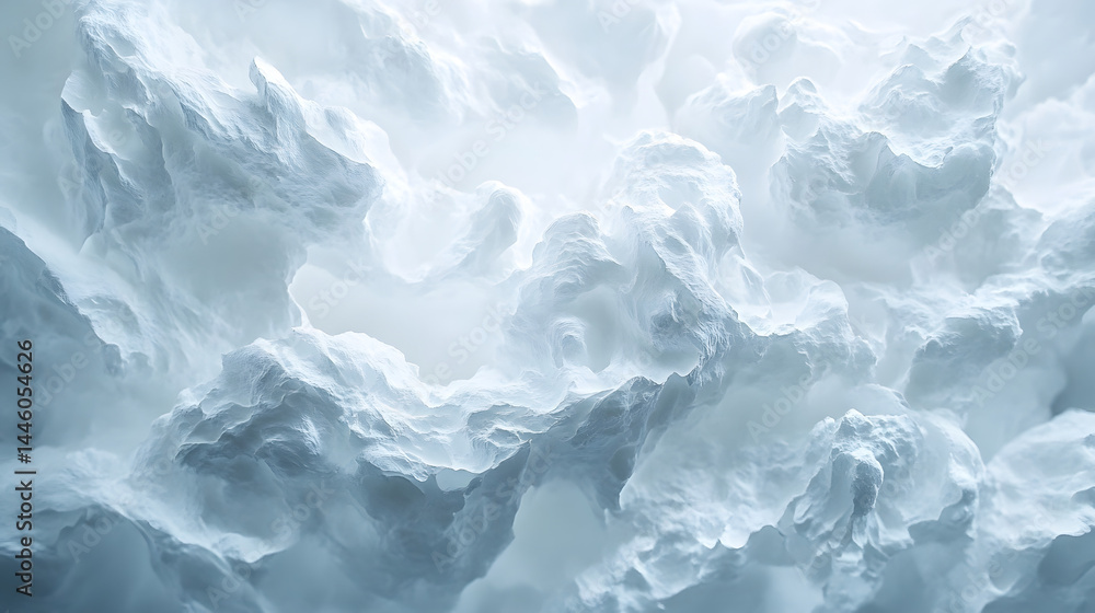 Poster dynamic cloudy textures above pure white background abstract art studio environment close-up view