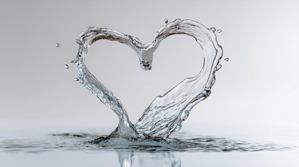 Water forms a heart shape, symbolizing love and purity.