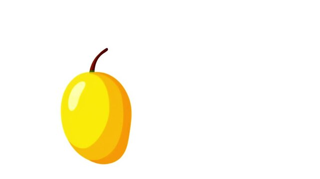 "Vibrant Mango Illustration: 4K Animation of a Bright Yellow Mango on a Clean White Background | Delicious Fruit Design with Smooth Texture and Bold Colors"