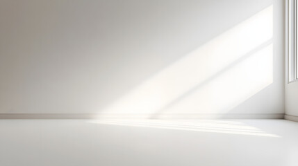 Obraz premium Natural light streaming through window in minimalist white room interior photography modern design