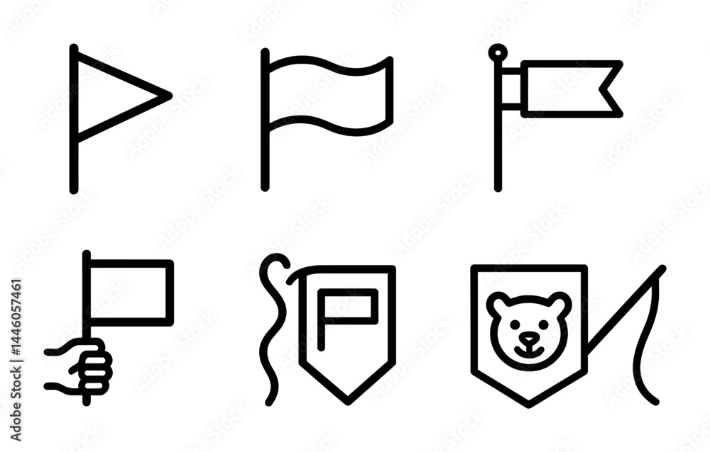 Poster collection of minimalist flag icons for design projects and graphic applications