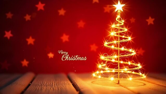 Merry Christmas in Gold on a Radiant Red Canvas
