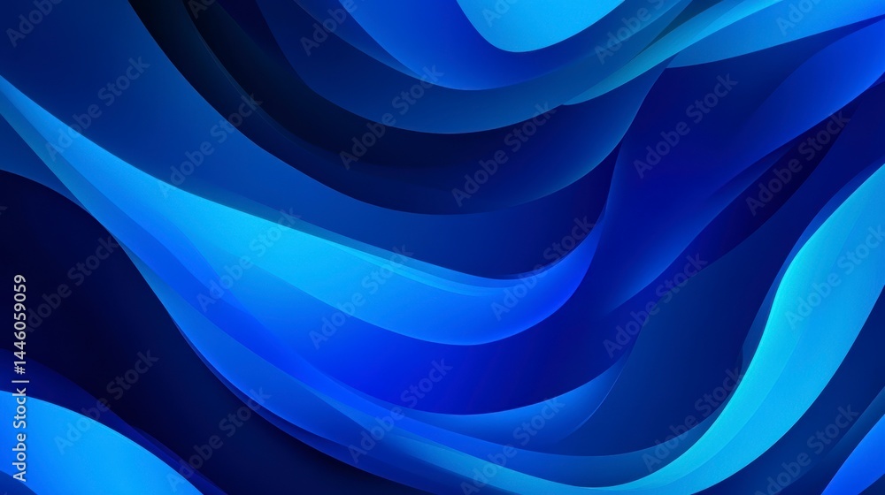 Poster abstract blue wave background with dynamic flowing lines and curves, creating a modern and elegant d