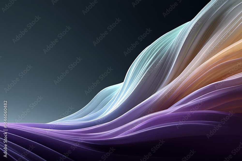 Poster abstract wave layers on gradient background, flowing texture with colorful stripes