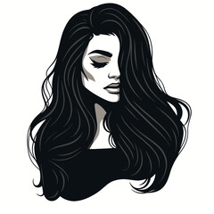 Beautiful women with long hair vector illustration