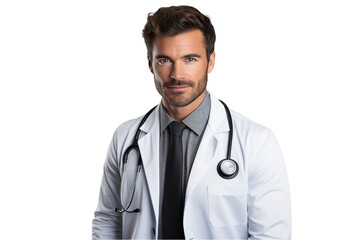 Portrait of a Professional Smiling Doctor &ndash; Healthcare Expert in Medical Uniform with Friendly Expression Isolated on White Background