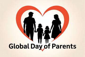 Family silhouette in red heart with Global Day of Parents text