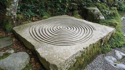 Obraz premium Fossilized climbing plant imprint spiraling across stone.