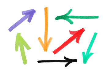 Set of different arrows isolated on white