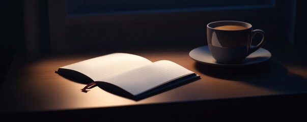 A warm cup of coffee and a book rest on the windowsill