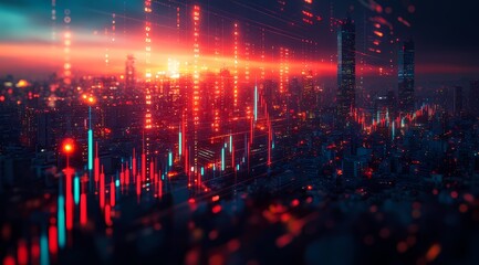 Stock Market and trading charts crashing And going Down chart in red color
