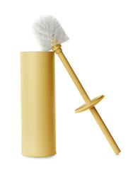 Toilet brush with color holder on white background