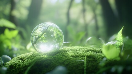 Luminous forest scene, enchanted greenery with soft sunlight filtering through trees, perfect for fantasy themes and nature visuals.