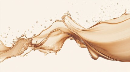 Fototapeta premium Elegant Brown Cream Coffee Liquid Swirl Splash with Little Splashes