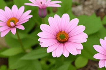 Obraz premium A beautiful pink flower blossom graces the garden pond, its delicate petals a vibrant display of aquatic flora