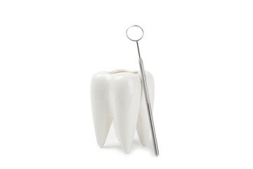 Dentist tools isolated on white background. Dentist Concept.Teethcare, dental health concept. Means to care for the oral cavity. Dental model and dental equipment. Dental hygiene. 
