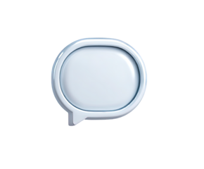 Modern glossy white speech bubble 3d render isolated on icon chat talk on transparent background