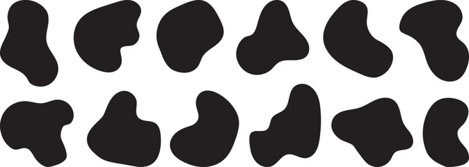 Fototapeta premium Abstract Cow Print and Colorful Blob Shape Collection