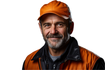 Portrait of a Smiling Manufacture Worker – Industrial Worker in Uniform with Positive Expression Isolated on White Background
