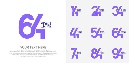 Anniversary logo set vector design, purple color for celebration event