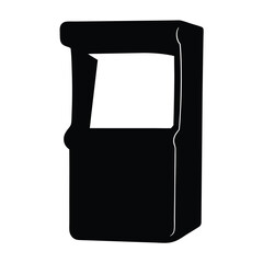 Isolated Black Silhouette of a Classic Arcade Game Cabinet Machine
