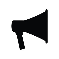 Black silhouette illustration of a megaphone isolated on white background image