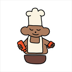 mouse chef cute cartoon illustration