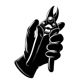 hand holding black pruning shears clip art preview