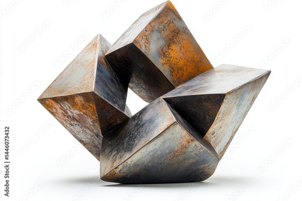 Aufkleber contemporary abstract sculpture showcasing geometric forms in a modern art gallery setting with high