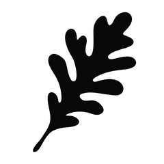 Simple Black and White Stylized Oak Leaf Illustration on White Background