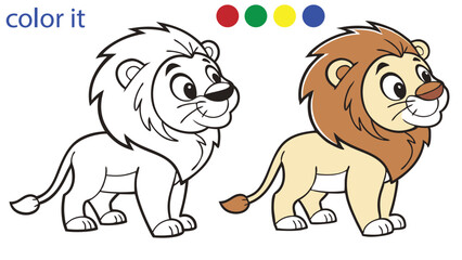Cute Cartoon Lion Coloring Page for Kids – Fun and Educational Animal Drawing