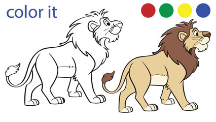Cute Cartoon Lion Coloring Page for Kids – Fun and Educational Animal Drawing