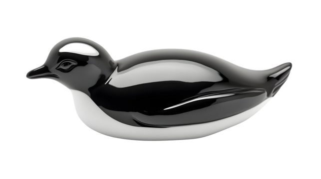 Stylized Metallic Bird Sculpture with Smooth Curves and Reflective Surface for Modern Decor and