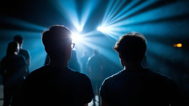 Friends watching an impressive performance with awe and admiration