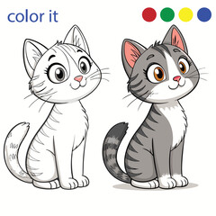  Cartoon Cat Coloring Page for Kids – Cute Outline Drawing for Children’s Activity