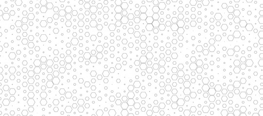 Seamless hexagon pattern on a clean white background, modern and minimalistic design. Geometric layout with evenly spaced hexagons, subtle shadows for depth, high-resolution vector style. 