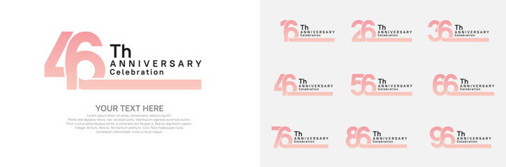 Anniversary logo set vector design, pink color for celebration event