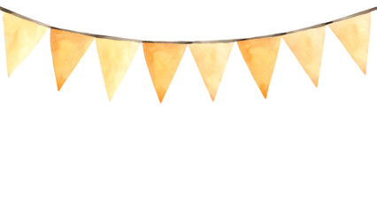 Watercolor orange pennant banner on a transparent background. © beyouenked