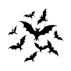 Bats Flying in Circle on Transparent Background