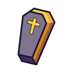 Coffin with Cross on Transparent Background
