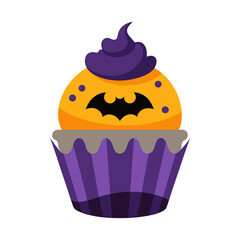 Halloween Cupcake with Topping on Transparent Background