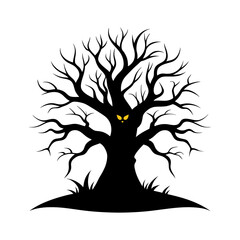 Haunted Tree Silhouette on Transparent Background