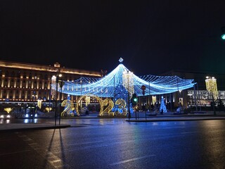 night view of the christmas tree moscow