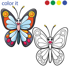 Colorful Butterfly Coloring book Page for Kids – Fun and Educational Outline Drawing