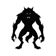 Werewolf Silhouette on Transparent Background